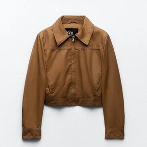 ZARA waxed cotton crop jacket